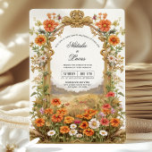 Rustieke Landelijke Wildflower Bloemenboog Huwelij Kaart