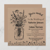 Rustieke Landelijke Wildflower Wedding Design Kaart (Voorkant / Achterkant)