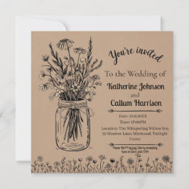 Rustieke Landelijke Wildflower Wedding Design Kaart