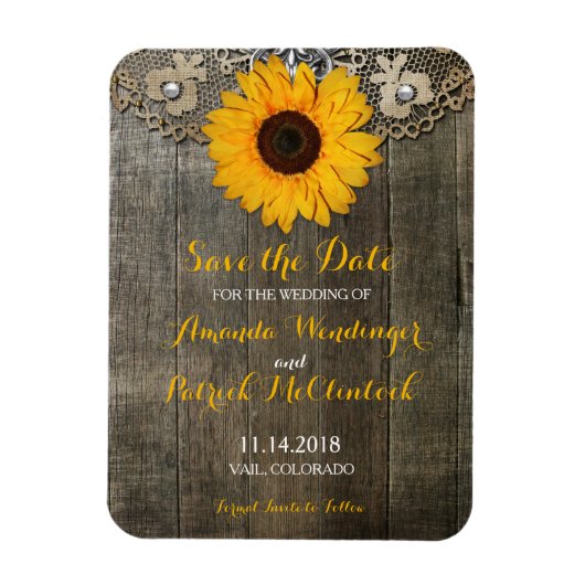 Rustieke landelijke zonnebloem save the date magne magneet (Verticaal)