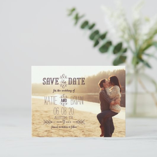 Rustieke landfoto Save the Date Briefkaart (Staand voorkant)