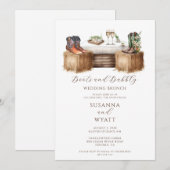 Rustieke landlaarzen en bubble bruiloft brunch kaart (Voorkant / Achterkant)