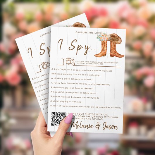 Rustieke landlaarzen "I Spy" Wedding Game