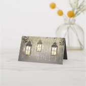 Rustieke Landlantaarn Lichten Bruiloft Plaatskaartje (Achterkant)