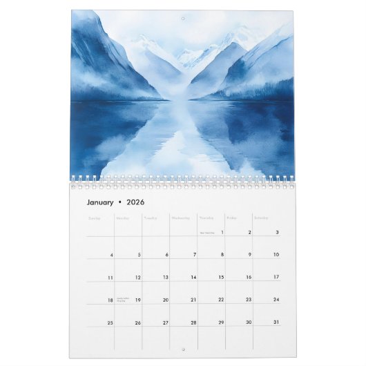 Rustieke landschappen Waterverf reis Kalender (Jan 2026)