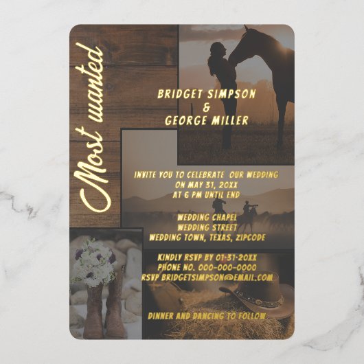 rustieke landschapslandschap collage bruiloft folie uitnodiging (Voorkant)