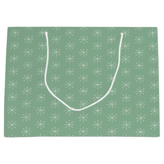 Rustieke landsneeuw op groen groot cadeauzakje (Voorkant)