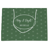 Rustieke landsneeuw op groen groot cadeauzakje (Voorkant)