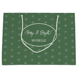 Rustieke landsneeuw op groen groot cadeauzakje