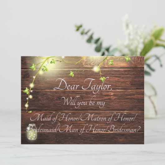 Rustieke landverlichting Maid Matron Man bruidsmei Kaart (Staand voorkant)