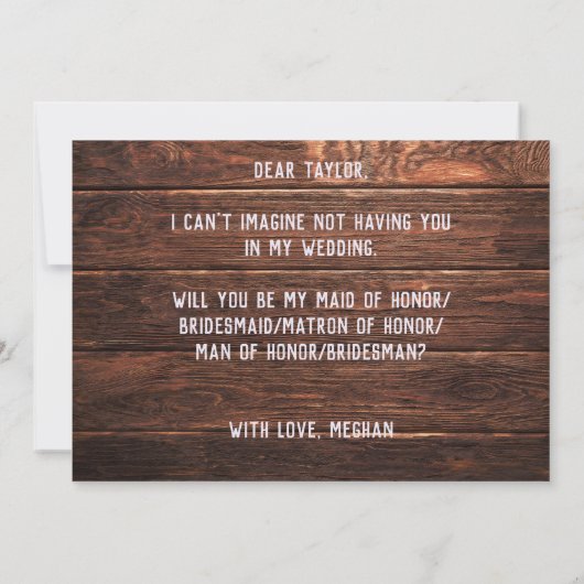 Rustieke landverlichting Maid Matron Man bruidsmei Kaart (Achterkant)