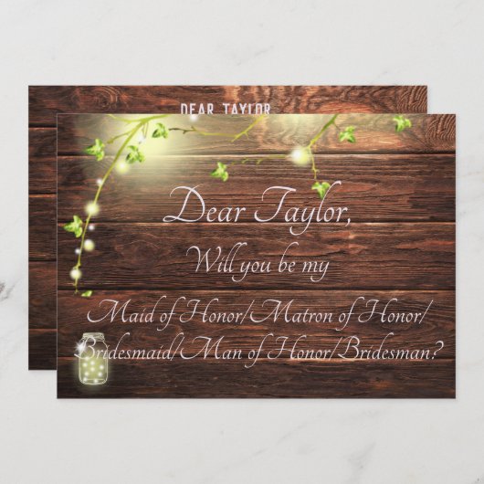 Rustieke landverlichting Maid Matron Man bruidsmei Kaart (Voorkant / Achterkant)