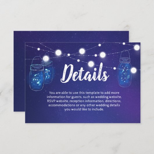 Rustieke landverlichting mason potjes bruiloft Det Informatiekaartje (Voorkant / Achterkant)