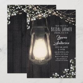 Rustieke Lantaarn Baby's Breath Lichtjes Bruidsuit Kaart
