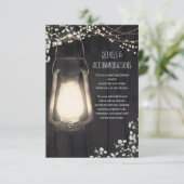 Rustieke lantaarn Baby's Breath Lights Trouwdetail Informatiekaartje (Staand voorkant)