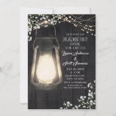 Rustieke lantaarn Baby's Breath Lights Verloving Kaart (Voorkant)