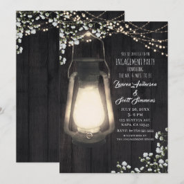Rustieke lantaarn Baby's Breath Lights Verloving Kaart