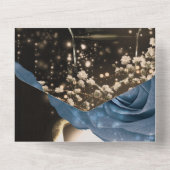 Rustieke lantaarn en stoffig blauwe rozen bruiloft all in one uitnodiging (Achterkant)