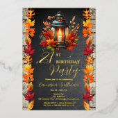 Rustieke Lantaarn en verlaat Herfst 21ste verjaard Folie Uitnodiging (Voorkant)