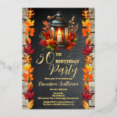 Rustieke Lantaarn en verlaat Herfst 50ste verjaard Folie Uitnodiging (Voorkant)