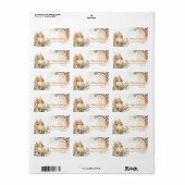 Rustieke Lantaarn Geel Bloemen Fall Trouwadres Etiket (Full Sheet)