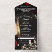 Rustieke Lantaarn & Glam Rode Rozen Trouw + RSVP   All In One Uitnodiging (Binnen)