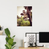 Rustieke  Lantaarn Hangen Buitenshuis in Natuur Poster (Thuiskantoor)