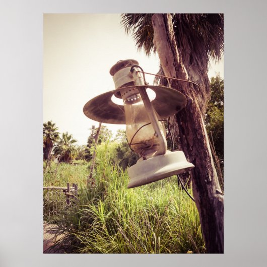 Rustieke  Lantaarn Hangen Buitenshuis in Natuur Poster (Voorkant)