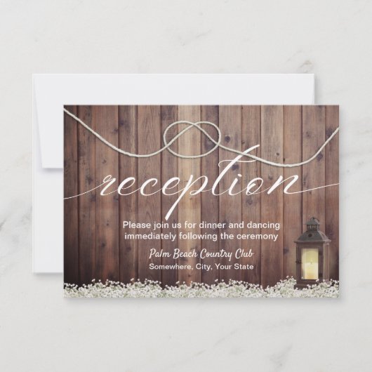 Rustieke lantaarn Huwelijkssluiting Trouwreceptie Kaart (Voorkant)