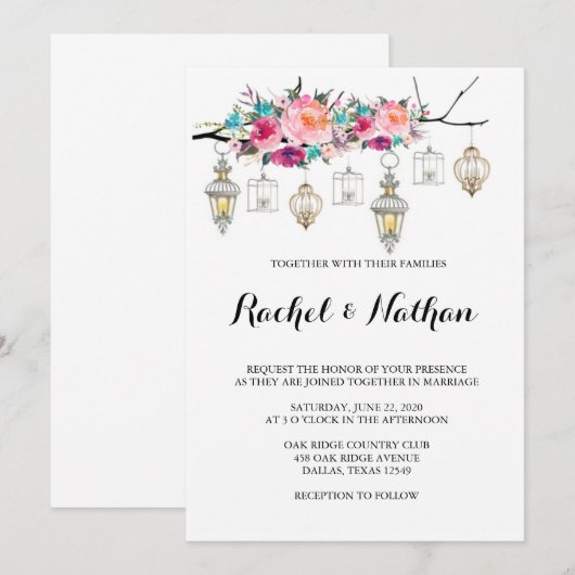 Rustieke Lantaarn Huwelijksuitnodigingen Kaart (Voorkant / Achterkant)