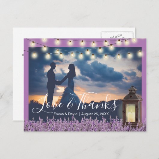 Rustieke Lantaarn Lavendel Bloemen Foto Dank u Briefkaart (Voorkant / Achterkant)