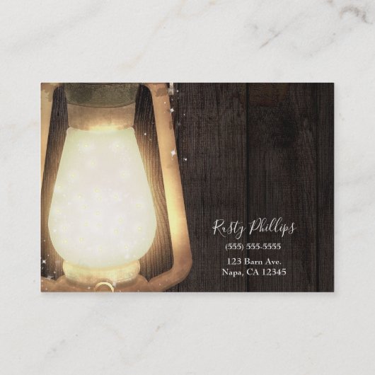 Rustieke Lantaarn Lichtbruin Hout Boerderij Schuur Visitekaartje (Achterkant)