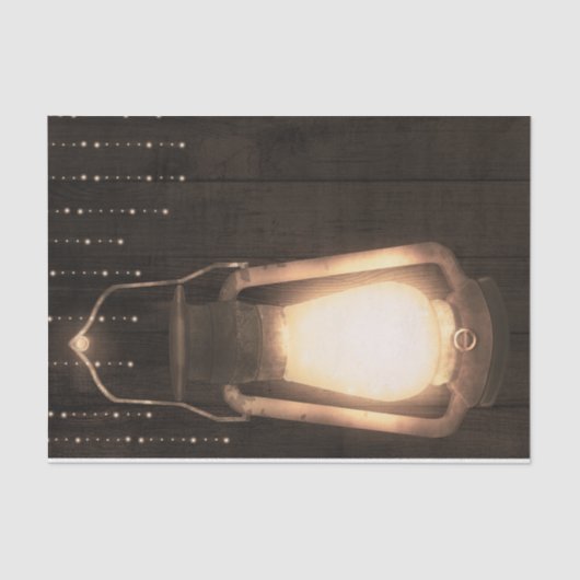 Rustieke lantaarn & lichten bruine schuur hout bru tissuepapier (Voorkant)