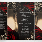 Rustieke Lantaarn Rode Rozen Drievoudig Trouwprogr Drieluik Uitnodiging (Binnenkant midden)