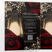 Rustieke Lantaarn Rode Rozen Drievoudig Trouwprogr Drieluik Uitnodiging (Binnenzijde eerst)