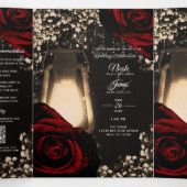 Rustieke Lantaarn Rode Rozen Drievoudig Trouwprogr Drieluik Uitnodiging (Binnenkant midden)