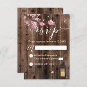 Rustieke Lantaarn Roze Bloemen Huwelijk RSVP (Voorkant / Achterkant)