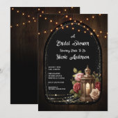 Rustieke Lantaarn Rozen & Lichten Vrijgezellenfees Kaart (Voorkant / Achterkant)