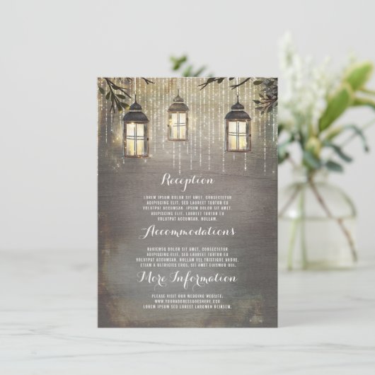 Rustieke Lantaarns Bruiloft Informatie Gast Informatiekaartje (Staand voorkant)