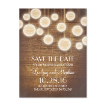 rustieke lantaarns houten save the date briefkaart