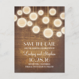 rustieke lantaarns houten save the date briefkaart