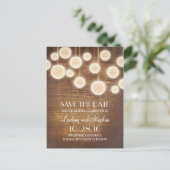rustieke lantaarns houten save the date briefkaart (Staand voorkant)