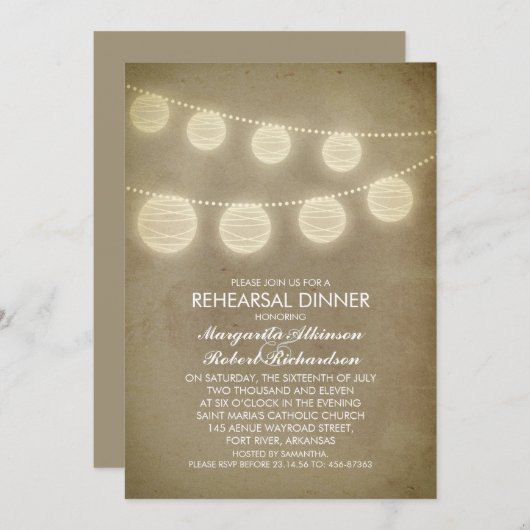  rustieke lantaarns repetitiediner kaart (Voorkant / Achterkant)