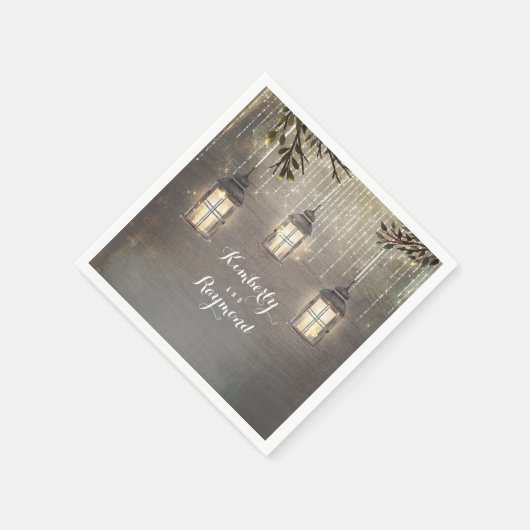 Rustieke Lantaarns Woodland bruiloft Servet (Hoek)