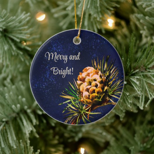 Rustieke Larch kegel Keramisch Ornament (Boom)