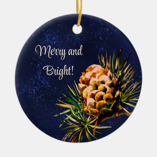 Rustieke Larch kegel Keramisch Ornament (Voorkant)