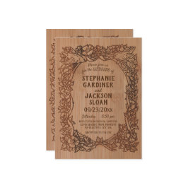 Rustieke laser gegraveerd look vogel bloemenbruilo kaart