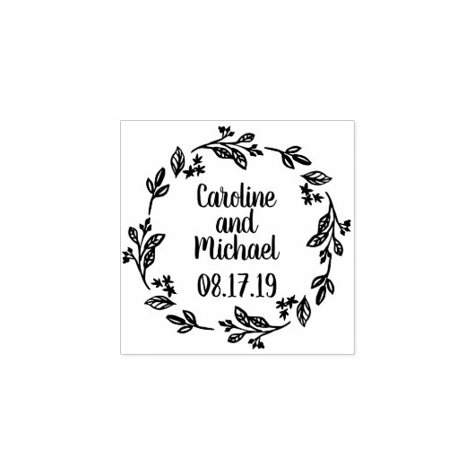 Rustieke Laurel Country krans | Bruiloft Rubberstempel (Afrduk)