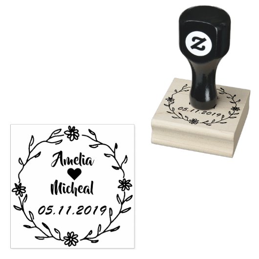 Rustieke Laurel Country Wreath Bruiloft Save the D Rubberstempel (Gestempeld)