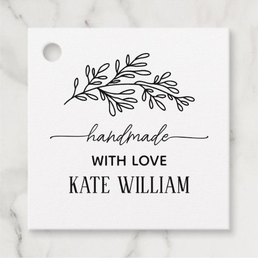 Rustieke Laurel handgemaakt met liefde cadeau labe Bedankjes Labels (Voorkant)